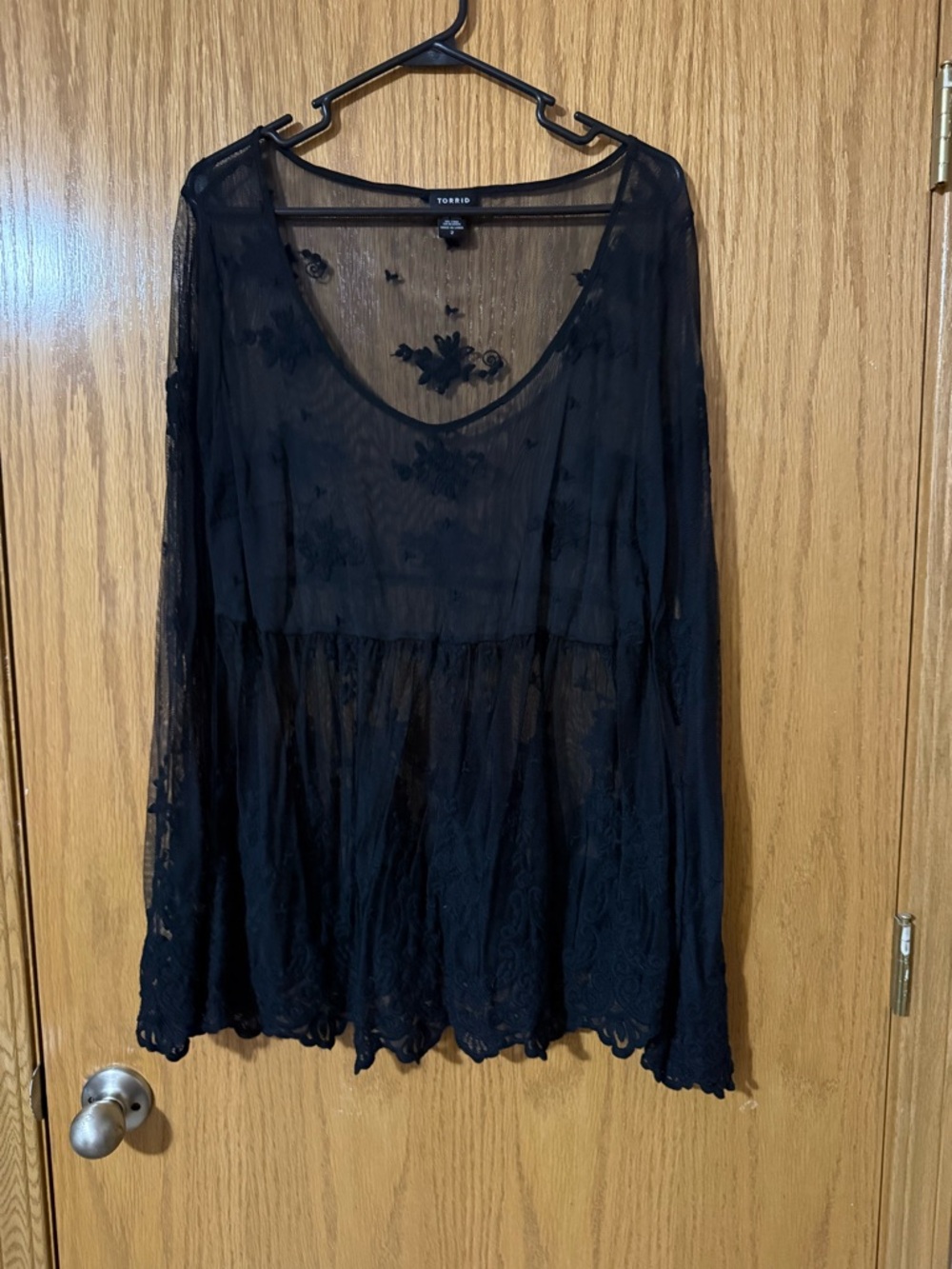 Torrid Black Sheer Lace Babydoll Top
